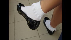 black patent ballet flats and frilly socks, shoeplay on the college campus by Isabelle-Sandrine Thumb