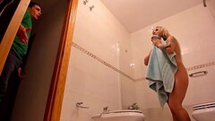 Spying on my blonde stepmom in the shower, she catches me fucking her and cumming on her face Thumb