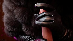 FREE video: handjob in leather gloves and fur and &quot_cum inside me&quot_ invitation (Arya Grander) Thumb