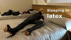 Sleeping wearing latex and high boots Thumb