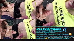 Cum tribute champion! I won Yummycouple&#039_s cumshot tribute contest with this video of me jerking off my big dick and cumming on Mrs Yummy&#039_s tits alongside Mr Yummy Thumb